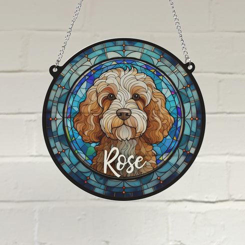 Cockapoo Personalised Stained Glass Effect Suncatcher